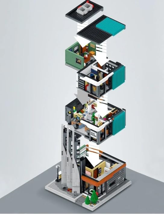 Downtown Office Building 3 Story 3828 Piece Streetview City Modular Building Block Brick Model or Playset with Accessories for Teens or Adults - Image 2