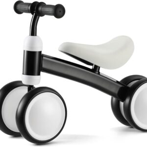 Baby Balance Bike for 1 Year Old Boys Girls, First Birthday Gift, 12-24 Months Toddler Bike, Toddler Balance Bike with 4 Silent Wheels, 1 Year Old Toys, Ride-on Toys, Children Walker No Pedal, Black