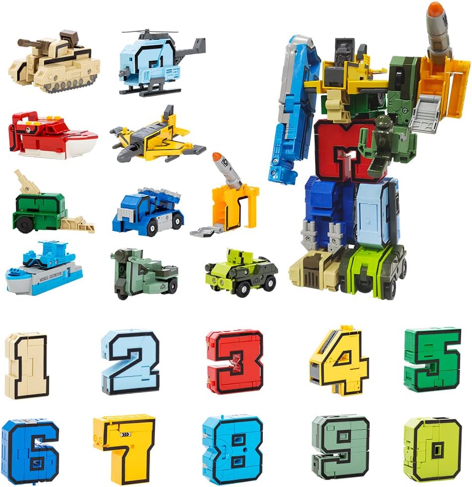 Number Transforming Toys, Military Transforming Robet Toy for Tollders Montessori Teaching, School Classroom Learnnig Toys for Boys 3 4 5 Years Old