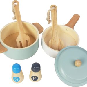 Premium Toddler Play Kitchen Toys, Wooden Kitchen Utensils, Accessories for Pretend Play Kitchen Set, Montessori Learning Toy, Pretend Cooking Playset, Gift for 3+