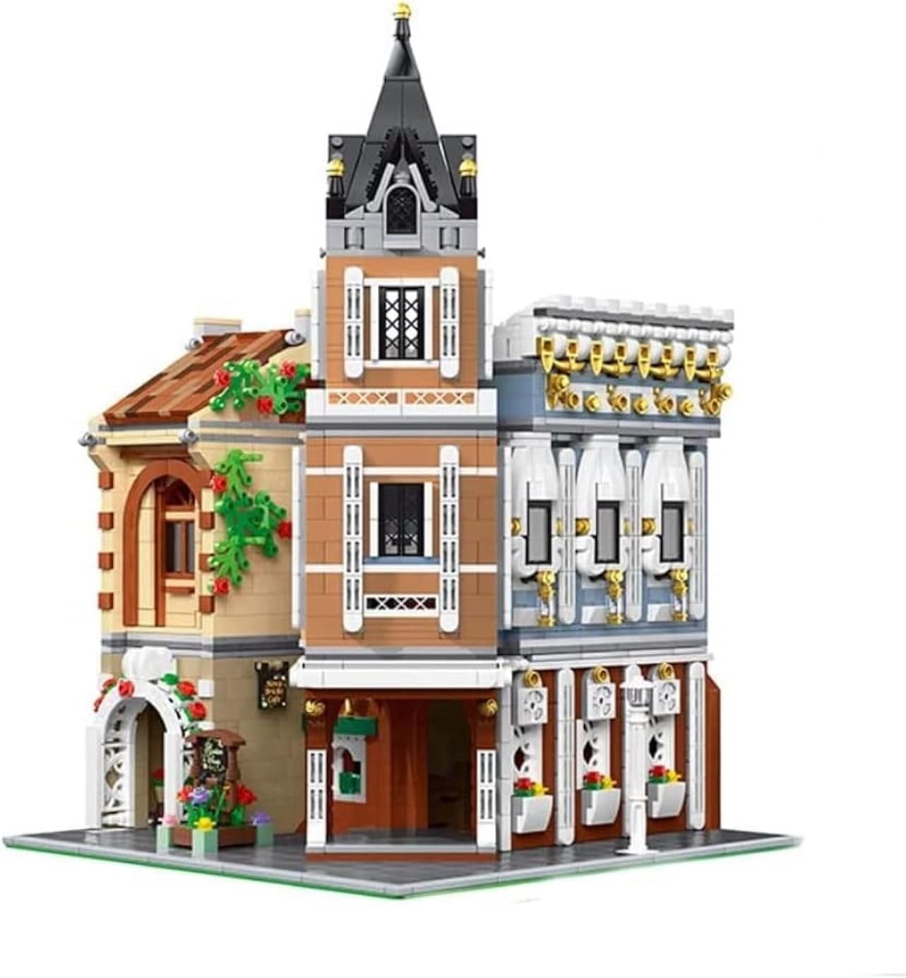 Modular Building Blocks Flower and Cafe Shop Set | 3039 Bricks | Modular Two-Story Design with Realistic Accessories | Compatible with Leading Brick Brands