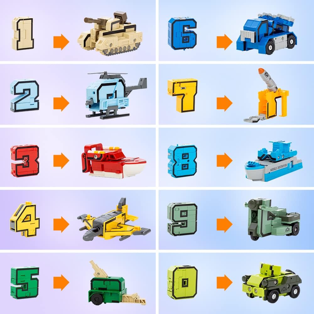 Number Transforming Toys, Military Transforming Robet Toy for Tollders Montessori Teaching, School Classroom Learnnig Toys for Boys 3 4 5 Years Old - Image 2