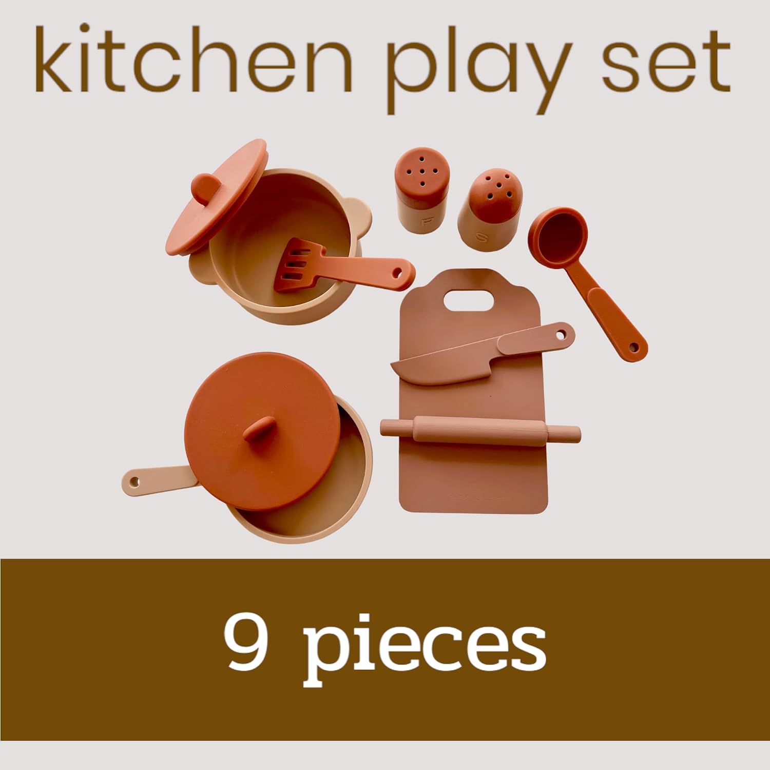 Food-Grade Silicone Kid Play Kitchen Accessories – 9Pcs Kids Toy Kitchen Accessories Set with Play Pots and Pans – Sets for Kids Kitchen Pretend Play – Pretend Play Kitchen Toy Set for Cooking - Image 2