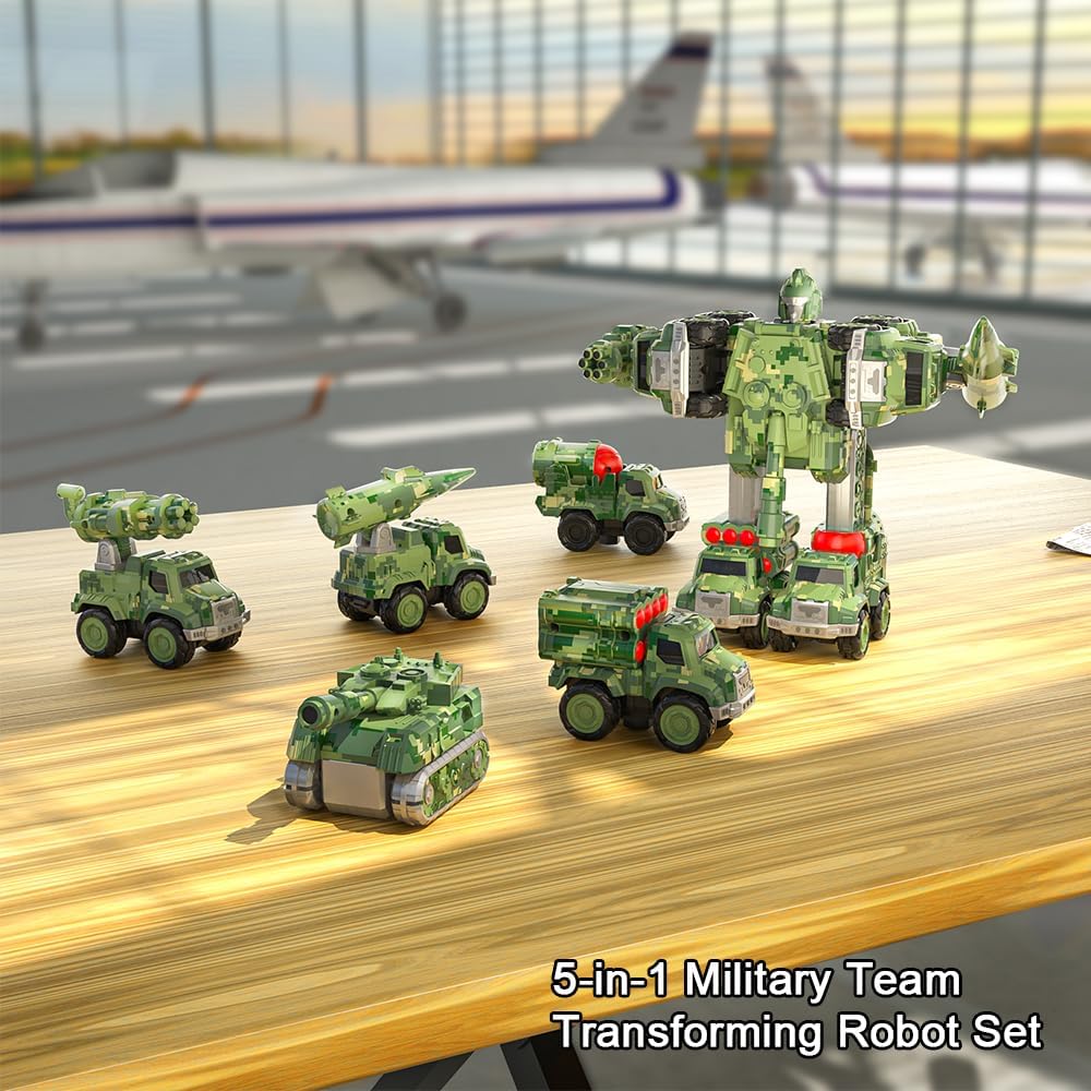 Transforming Robot Toys for Boys Military Team Deformation Action Figure 5 in 1 Educational Toys for Toddler Christmas Birthday Gifts - Image 2
