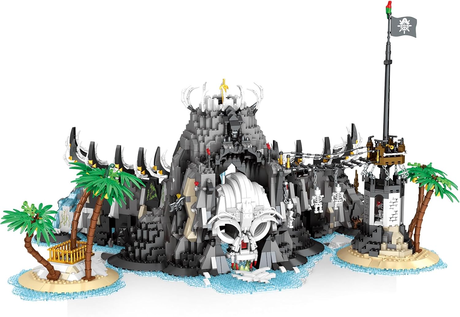 Pirate Island Building Blocks Kit, Caribbean Skull Medieval European Castle Building Set for Adults, Architecture House Model Idea Gifts Home Decoration 2960 PCS
