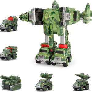 Transforming Robot Toys for Boys Military Team Deformation Action Figure 5 in 1 Educational Toys for Toddler Christmas Birthday Gifts