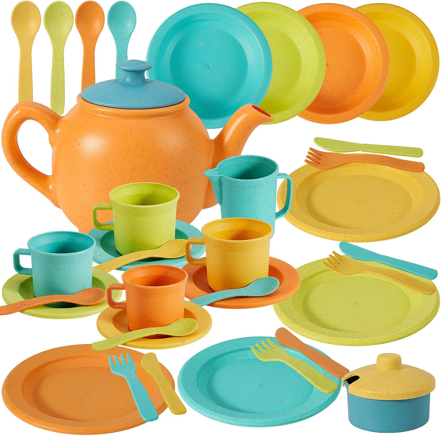 Kids Kitchen Accessories and Tea Set for Kids, Toddler Play Kitchen Toy Dish Plates Utensils Dinnerware Set Pretend Role Play Gifts for Ages 3-5 3 4 5 Years Olds Kids Children Boys Girls