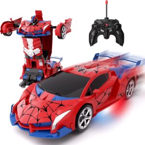 RC Car for Kids, Remote Control Car One-Button Transformation to Robot, 1:18 Transforming Toys with Lights & Controller, 360°Rotation Toy Cars, Birthday Gifts for 3 4 5 6 7 8 9 10 Year Old Boys