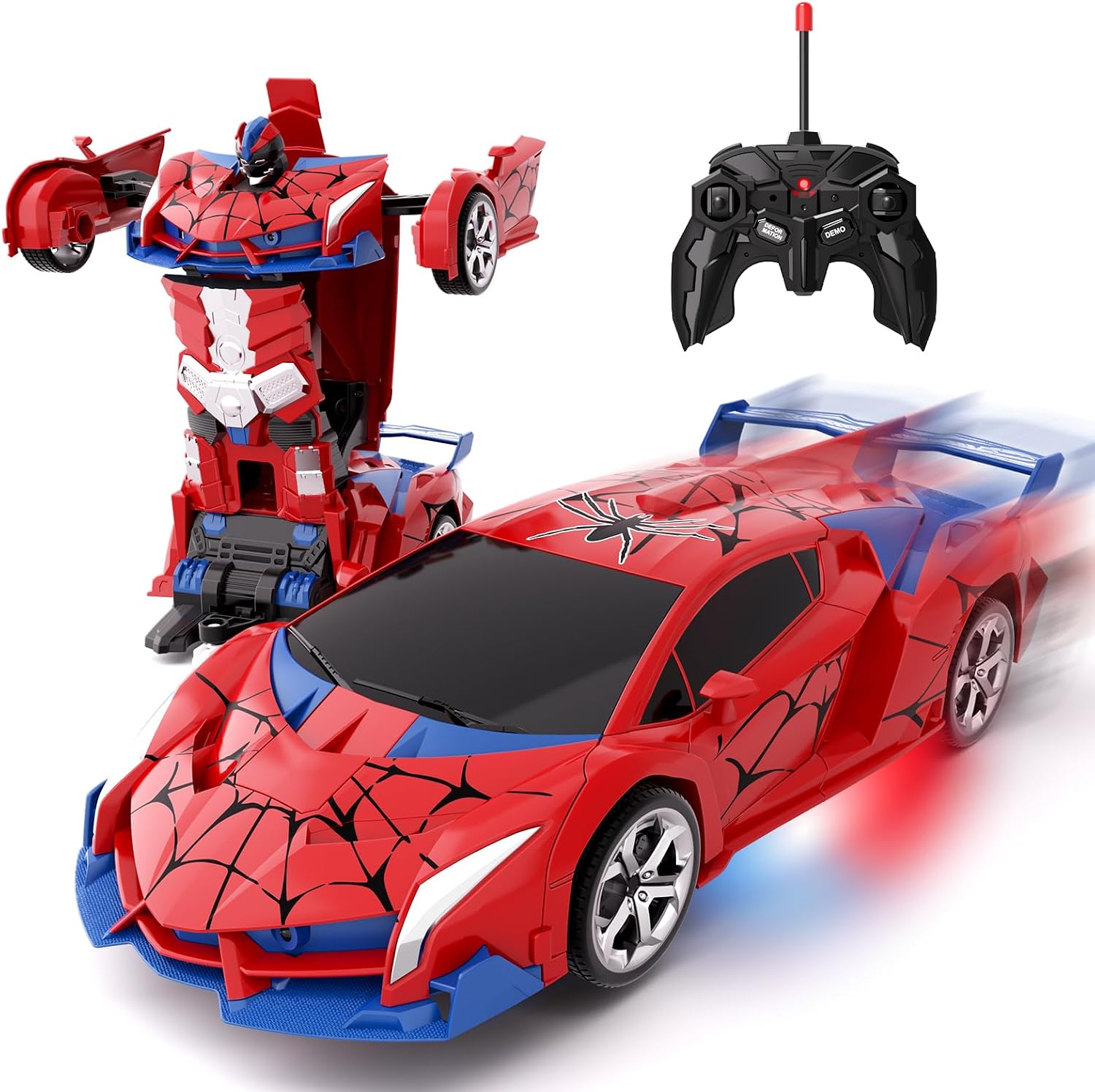 RC Car for Kids, Remote Control Car One-Button Transformation to Robot, 1:18 Transforming Toys with Lights & Controller, 360°Rotation Toy Cars, Birthday Gifts for 3 4 5 6 7 8 9 10 Year Old Boys