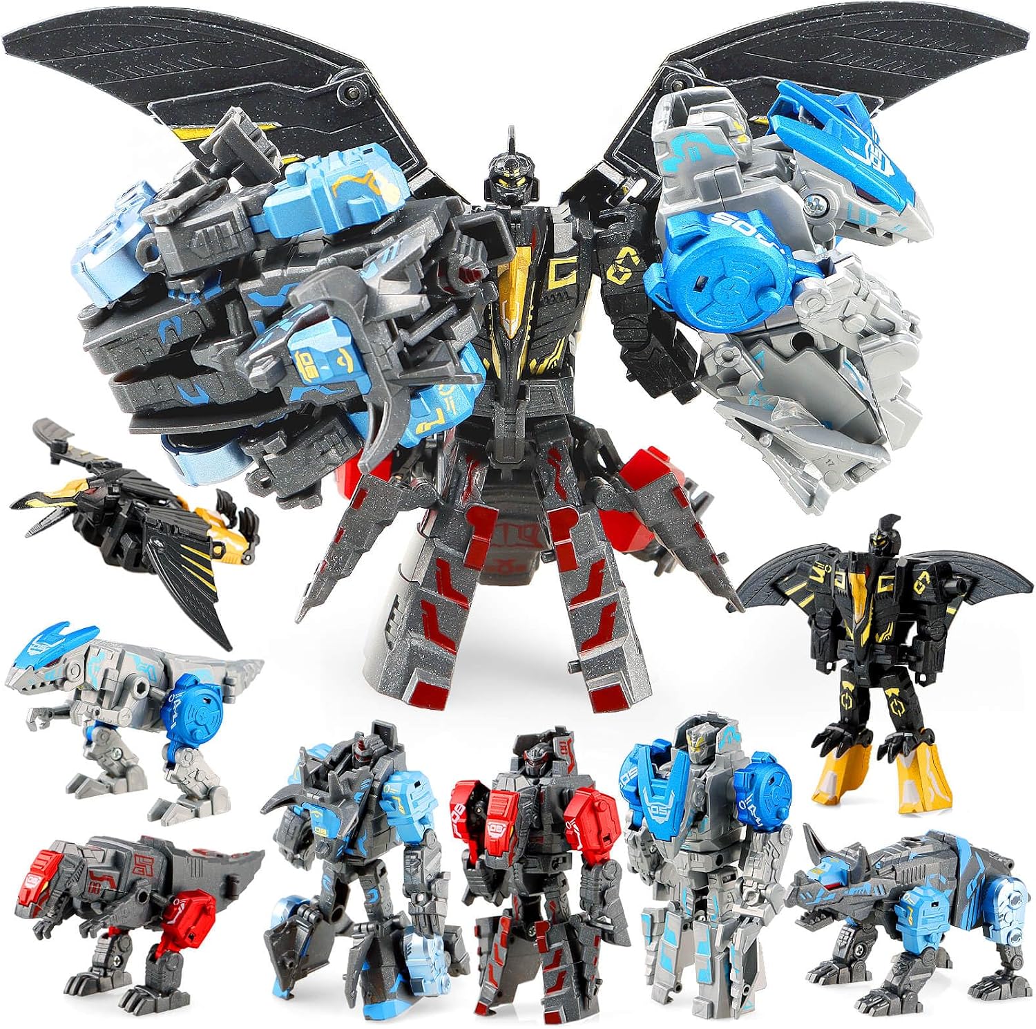 Dinosaur Transforming Robot Toys: 4-in-1 Figure Robot Dinosaur Toys for Kids 3-8 Transform Toy Birthday Gifts for Boys Girls Age 8 9 10 Years Old